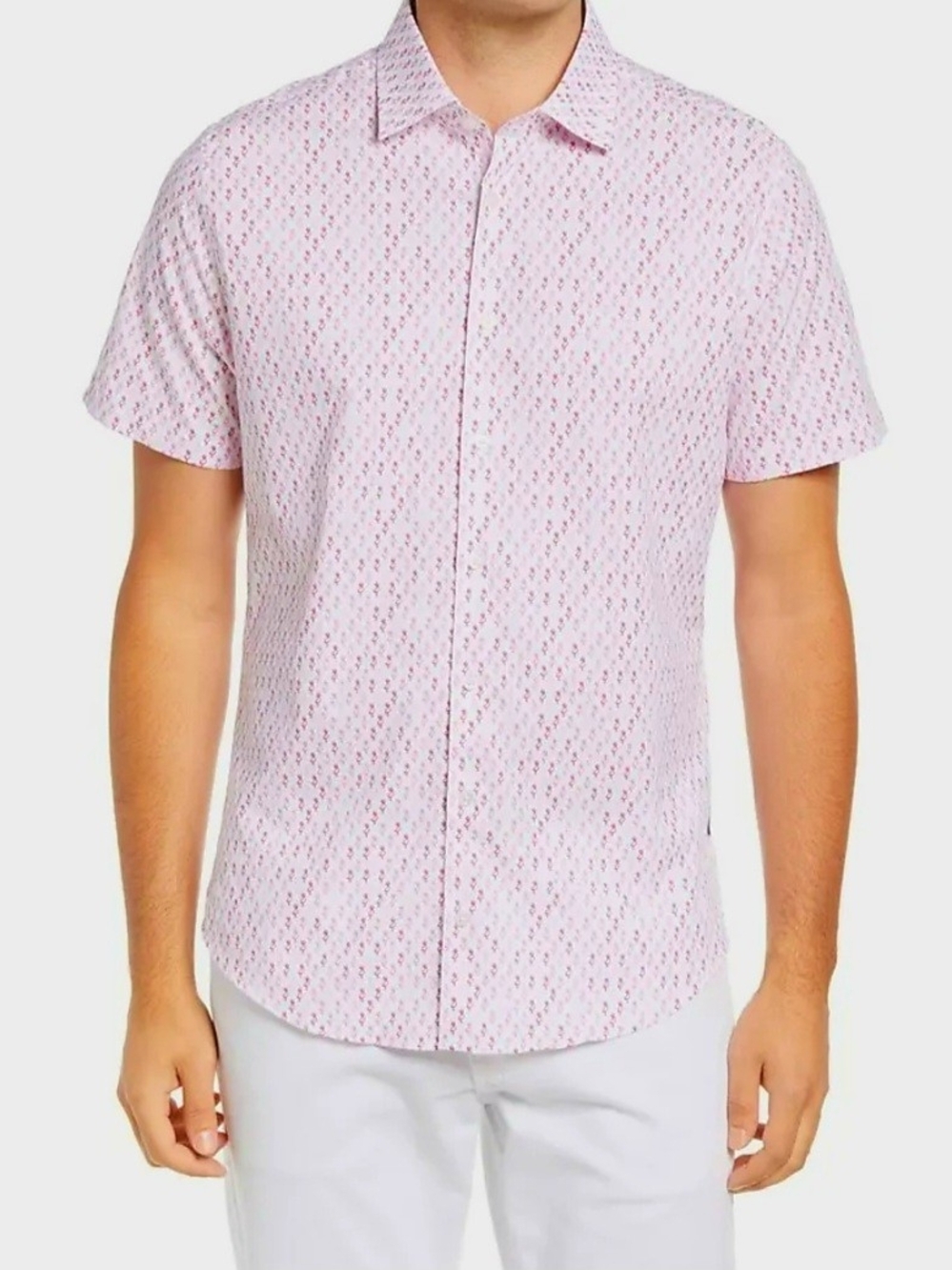 Stone Rose Pink FLAMINGO Short-Sleeve Button-Down Shirt XL